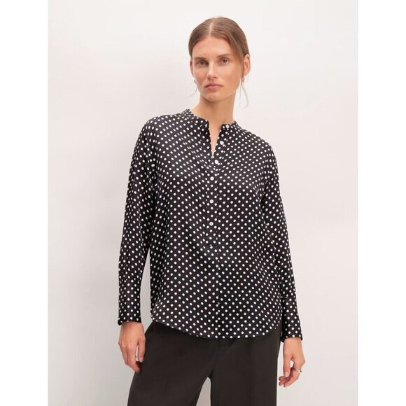 Everlane Polka Dot Oversized Shirt Sz 2 Popover Blouse Party Career Casual - Picture 1 of 6